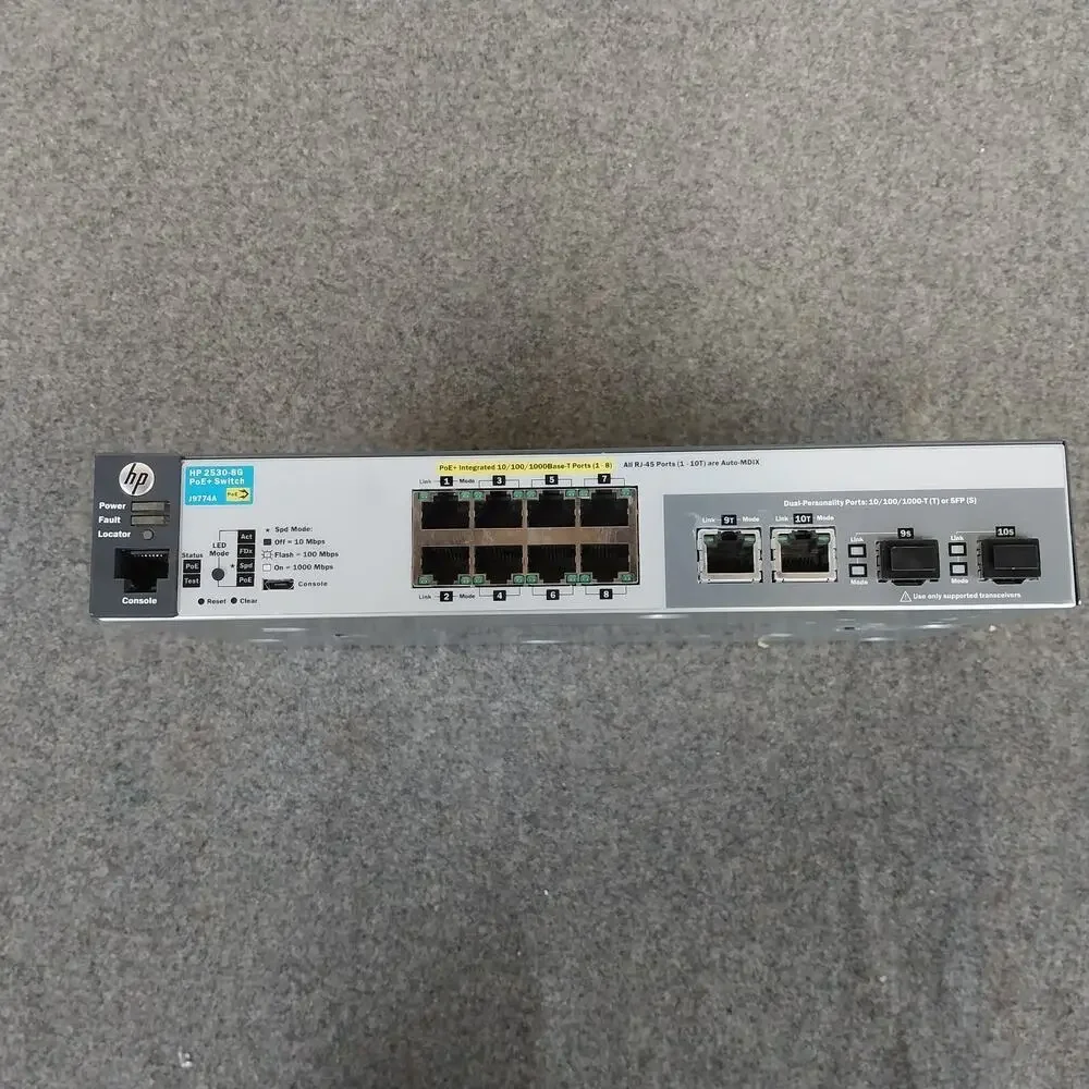 HP Aruba J9774A 2530-8G 8 Port POE+ Gigabit Switch *No AC Adapter*
